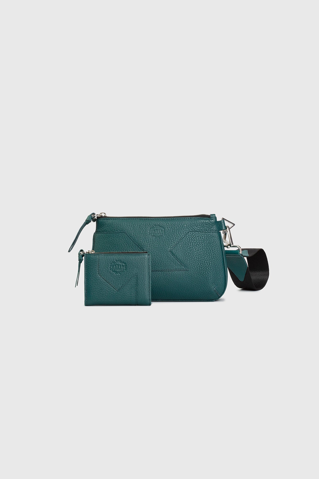 JL clutch bag leather Teal green